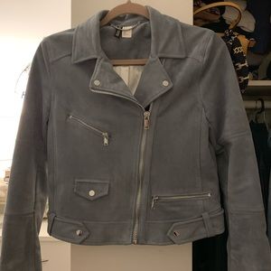 H&M Light Blue cropped moto jacket
